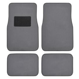 BDK Premium Medium Gray Carpet Floor Mats for Cars - Universal Fit Interior 4-Piece Car Mats Full Set with Vinyl Heel Pad Protector - Cute Car Accessories Interior Floor Covers for SUVs & Trucks
