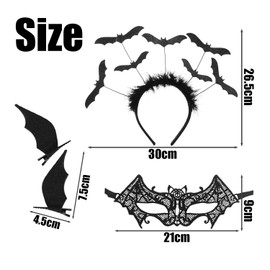 TVSVKWE 1 Headband, 1 Eye Mask, 1 Pair Of Hairpins, Bat Role-Playing Props, Sexy Fashion, Black Costume Accessories.