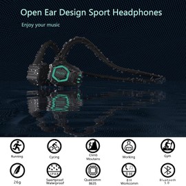 Roelao Auriculares Abiertos, diseño de conducción ósea subacuática, IPX8, Impermeables, Auriculares Abiertos, Auriculares Bluetooth inalámbricos para Nadar y bucear