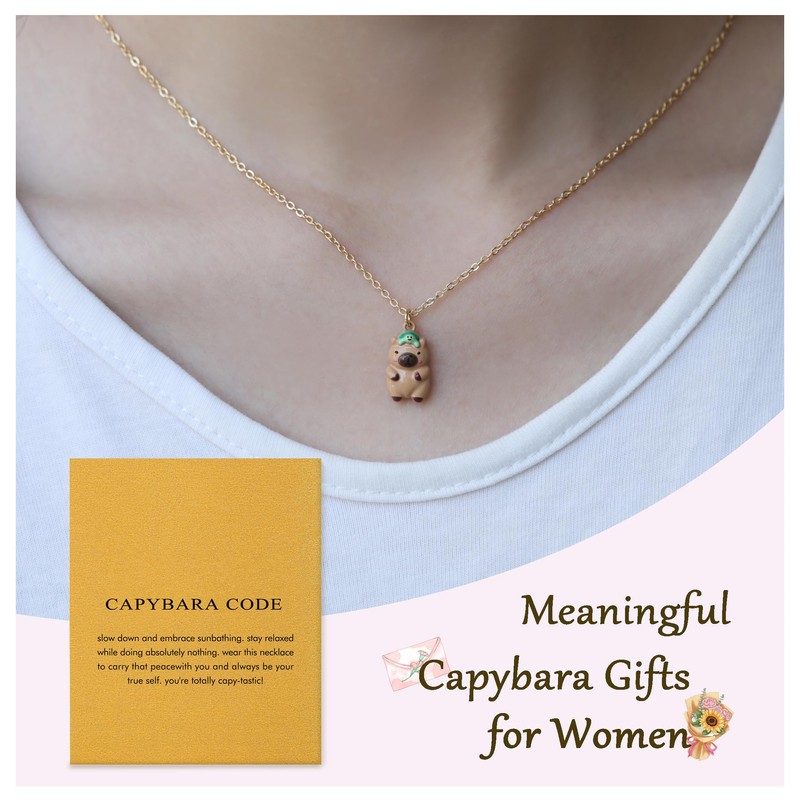 Baydurcan Capybara Necklace Gifts for Women Cute Capybara Stuff Cute