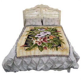 Pure Country Weavers Tropical Flowers Blanket by Elena Vladykina - Garden Floral Gift Tapestry Throw Woven from Cotton - Made in The USA (72x54)
