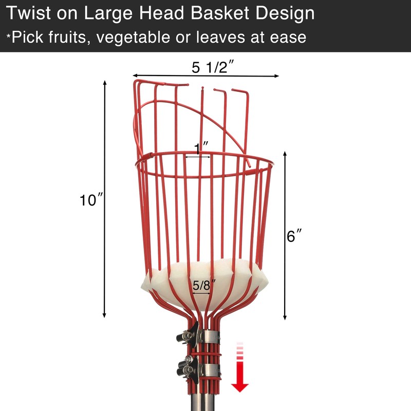 DonSail DnSail Fruit Picker Pole Tool with Basket Telescoping -