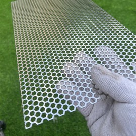 FengYoo 11.8"x5.9" Perforated Metal Sheets 19 Gauge Expanded Metal Mesh Opening Hexagonal Hole 1/4" (About 6mm) Perforated 304 Stainless Steel Sheet Mesh Screen Panel Decorative Panel Decorati Plate
