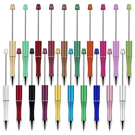 PABLUE Plastic Beadable Pens with Shaft Ballpoint Pen 1.0 mm Black Ink Bead Pens Ball Pen for DIY PPL Beads Present for Students Presents Office School Supplies Bridal Graduation Christmas（20 Colours）