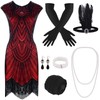 PLULON 1920s Fringe Flapper Dress with Sequins, Beads and ‘20s