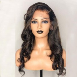 Nicy Side Part Highlights Wig Long Body Wavy Wig 13X6 HD Transaprent Lace Frontal Wig Brown Mixed Blonde 150% Density Natural Hairline Hair Glusless Human Hair Wigs For Women (22inch, 13X6 highlight)