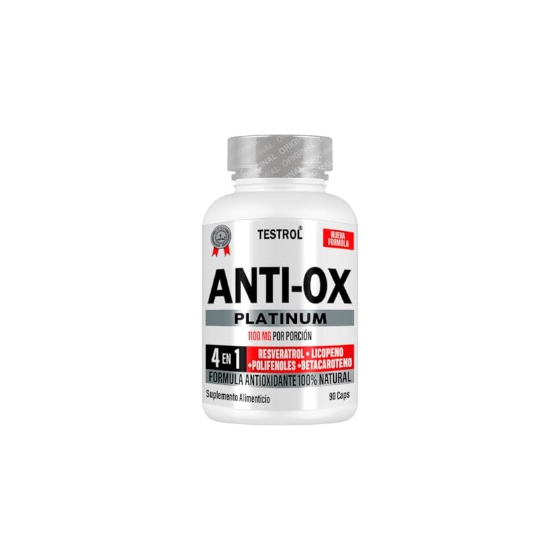 Testrol Anti Platinum 1100 Suplemento Resveratrol Licopeno Polifenoles Betacaroteno Cápsulas