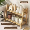 Kitchen Organiser 2 Tiers, Spice Rack, Standing, Bamboo Imitation Rattan
