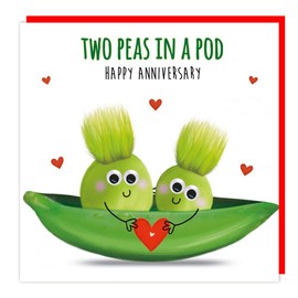 Tracks Publishing General Funny Anniversary Card - Two Peas in a Pod with 3D Embellishments - Handfinished & Eco-Friendly