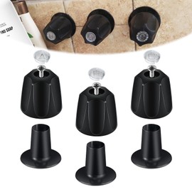 Dtructiew Matte Black Metal Shower Knob Replacement (3-Piece) - Compatible with Price/Pfister Verve Tub Shower Handle, 3-Faucet Handle Trim Kit, Fits 12 Tooth 9.5mm Valve Stem - 2.35" Height & Width