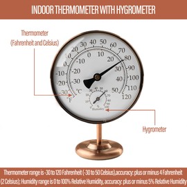 4 Inch Indoor Thermometer - Analog Temperature Monitor with Humidity for House, Room, Home