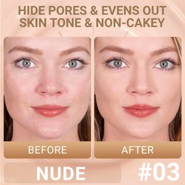 24-Hour Full Coverage Concealer Wand Concealer – Professional Makeup, Matte Finish,Waterproof, Liquid Contour Face Highlighter Makeup Smudge-Proof Formula for Flawless Wear 03# Nude