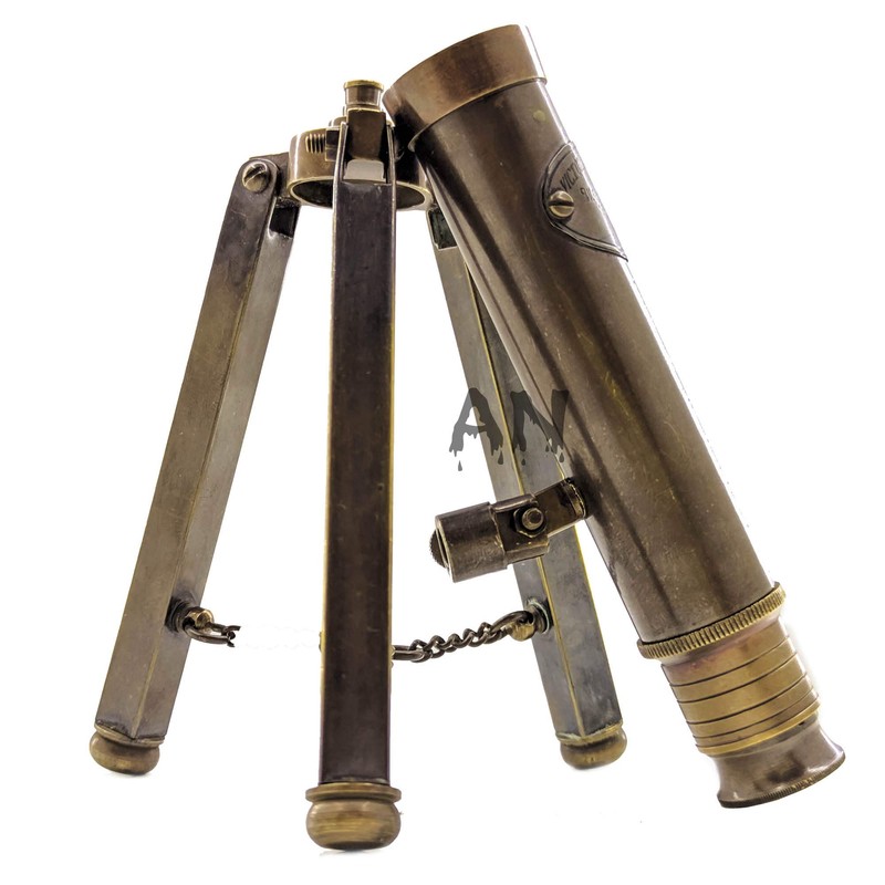 Brass Nautical Miniature Telescope, Victoria Marine Telescope with Tripod Stand/Tabletop