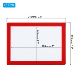 PATIKIL 6x8 Magnetic Picture Frame, 8pcs A5 Magnetic Frame Magnetic Photo Frames Self-Adhesive Reusable for Refrigerator Window Wall, Red