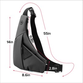 MAYMOONER Small Sling Shoulder Crossbody Bag Men Women, Lightweight Anti-theft One Strap Casual Chest Bag Slim Backpack for Outdoor Walking Trip Hiking Biking Grey