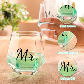 Ymyaye Mr and Mrs Wine Glasses Wedding Gifts,Wedding Glasses for Bride and Groom,Bride and Groom Champagne Glasses Engagement Gift,Wedding Wine Glasses for Anniversary His and Hers Gifts