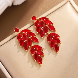 TOFBS Earrings for Women Dangle Exaggerated Long Hanging Jewellery Fashion Delicate Flower Metal Cubic Zirconia Tassel Drop Gift, Zircon, Zircon