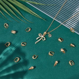 UNICRAFTALE 30pcs Pendant Clasp Pinch Bail Golden Snap on Bails Pendant Bail Connector Metal Pinch Ice Pick Pinches Bails Dangle Charm Connectors for Jewelry Making Findings DIY Craft