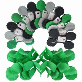 OURUOLA Black Green-Silver Party-Decorations Streamers Garland - 12pcs Graduation 2024 4-Leaf Clover Paper Streamer, Soccer Party Supplies Wedding Men Boys Birthday Baby Bridal Shower Banners Decor