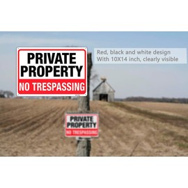 Dxyizus signs Large Private Property No Trespassing Sign14"x10" Rust Free Aluminum,UV Ink Printing,Durable/Weatherproof Up to 7 Years Outdoor for Home (2-Pack)