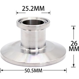 QMINOX 1.5 Inch × 0.75 Inch Sanitary Fitting End Cap Reducer Stainless Steel 304 Sanitary Concentric Reducer Tri Clamp Clover 2 pack