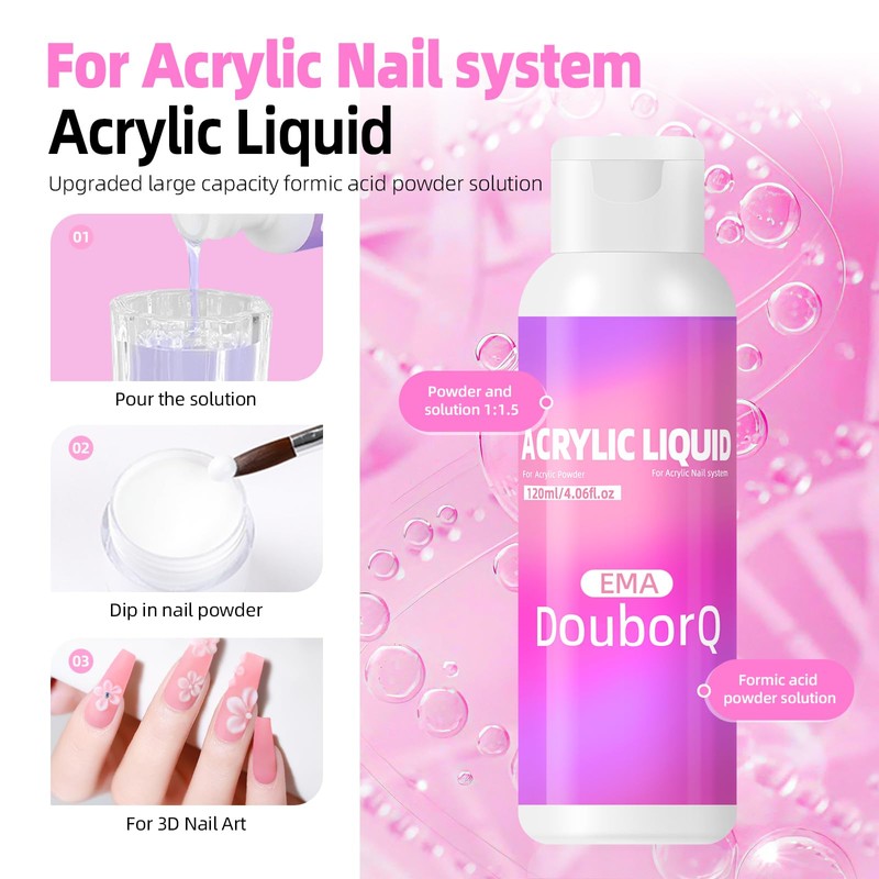 Douborq Acrylic Liquid Monomer for Nail Art, 120ml/4.06 fl.oz, with