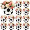 12 Soccer Centerpieces Wooden Table Decor, Black White
