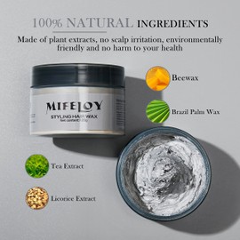 120g Temporary Silver Gray Hair Color Wax with Dye Brush, Instant Natural Hairstyle Cream, Disposable Coloring Mud for Men Women Youth, Grey Styling Pomades for Party Cosplay DIY Halloween