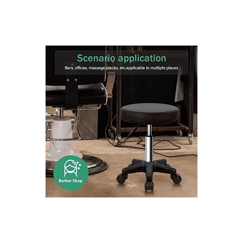 FURWOO Round Rolling Stool Height Adjustable Stool with Wheels for