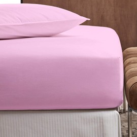 Nisaki-Cotton Sateen King Size Fitted-Sheet Lilac Pink 1pc, 100% Long Staple Cotton Sateen Bed-Sheet Soft Sateen Weave Luxurious Deep Fitted Bed Sheets Fits Upto 40cm (Cotton Fitted Sheet King Size)
