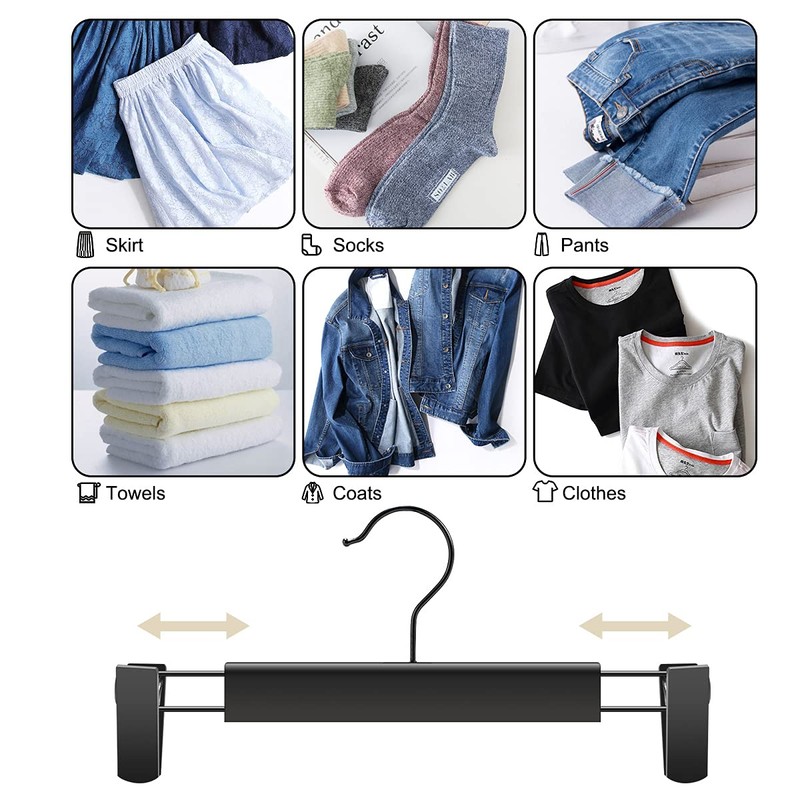 GUANJUNE 10 Pack Clothes Pants Hangers, Space-Saving Skirt Holders with