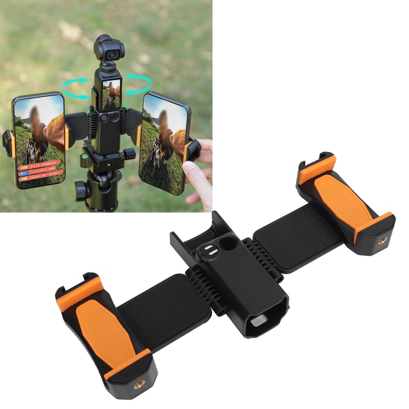 Dual Phone Extension Holder Cold Shoe Adapter Mount Mobile Phone