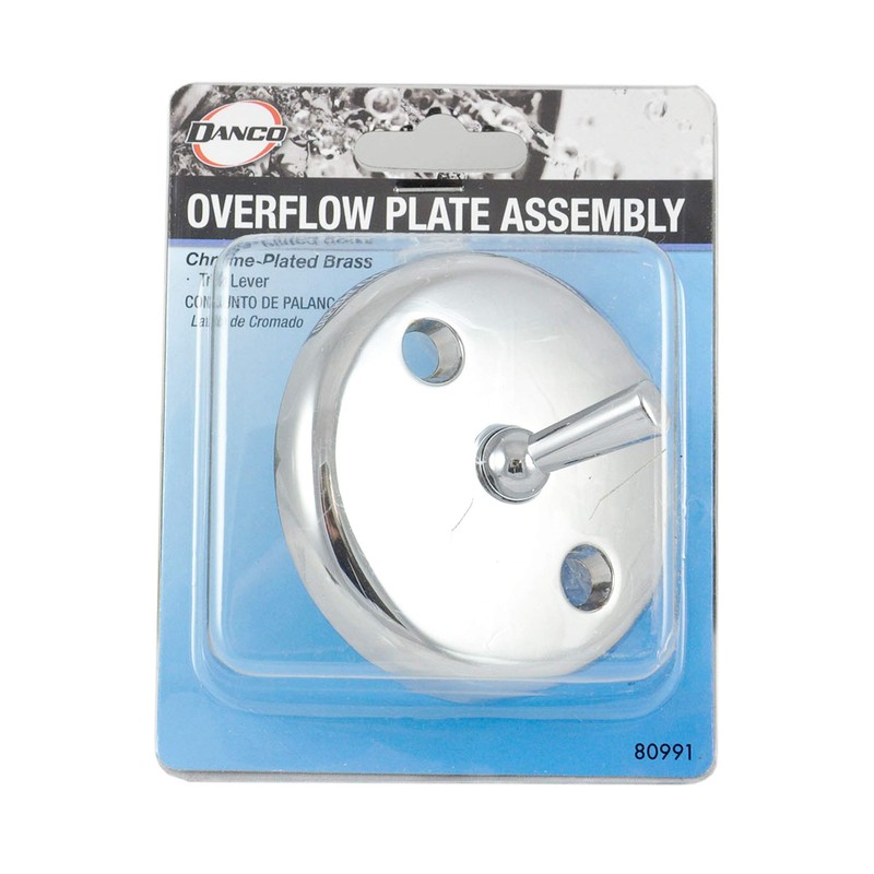 DANCO Bath Tub Overflow Plate with Trip Lever, Chrome, 1-Pack