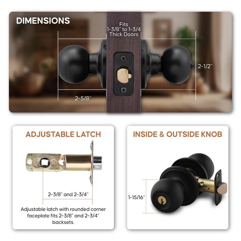Copper Creek Entry Door Knob – Keyed Entry Handle with