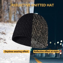 CYNROFVEN Reflective Beanie Flex Beanie 2.0 - Unisex Winter Hats for Men Women Knit Fleece Skull Caps Black