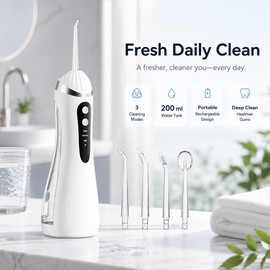 Portable Water Flosser for Daily Oral Care – Rechargeable 3-Mode Dental Irrigator with 200ml Tank