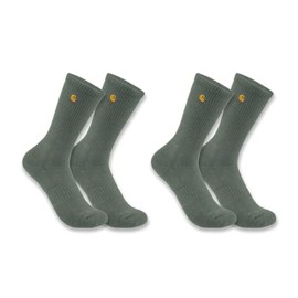 Carhartt Men's Force Midweight Crew Sock 2 Pack, Dusty Olive, Large