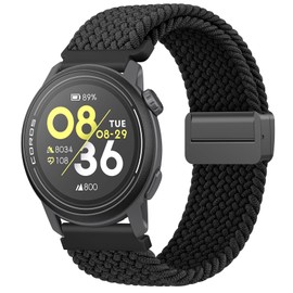 Meliya Magnetic Braided Bands for Coros Pace 3 / Pace Pro/Apex 2 Pro/Apex Pro/Apex 46mm Watch Band, Soft Nylon Braided Elastic Replacement Strap for Women Men (Black)