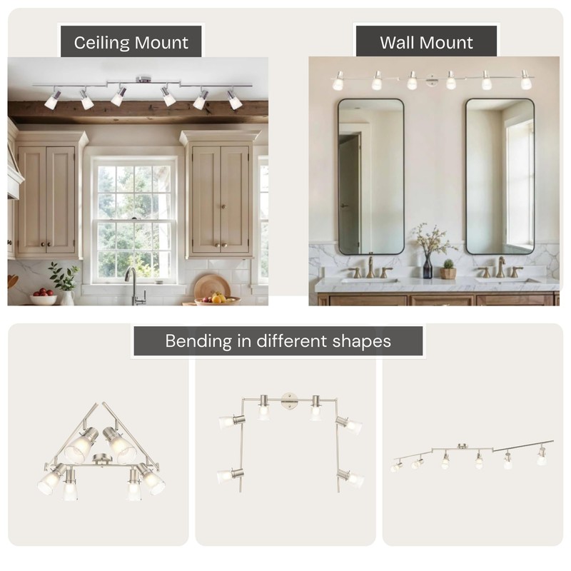 Laite Lumens 69.6” Decorative Track Lighting Kit, Brushed Nickel Finish