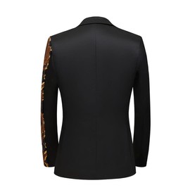 PYJTRL Men Fashion Purple Colorful Velvet Sequins Blazer (Black, M)