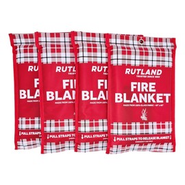 Rutland Fire Blanket for Home and Kitchen Emergency - 4 Pack, 40" x 40" - Fiberglass Fire Suppression Blanket Safety for Grilling, Camping and Boats (4)