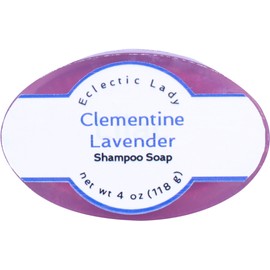 Eclectic Lady Clementine Lavender Shampoo Soap Bar with Pure Argan Oil, Silk Protein, Honey Protein and Extracts of Calendula Flower, Aloe, Carrageenan, Sunflower - 4 oz Bar