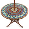 qchdln Outdoor Round Tablecloth with Umbrella Hole Water Resistant Zipper