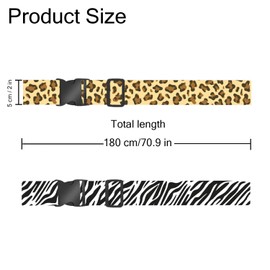Luggage Strap, Pack of 2 Luggage Strap, Luggage Strap, Suitcase Strap, Leopard Print, Zebra Print Design, Luggage Straps, Quick Identify and Protect, for Backpack, Suitcase