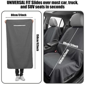 BBTO 2 Pack Car Seat Cover Towel, Universal Seat Protectors for Cars Trucks and SUVs, Non Slip Seats Cover Towels for Gym Workout, Running, Swimming, Beach and Hiking(Grey)