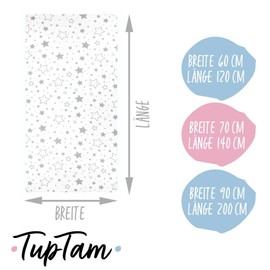 TupTam baby fitted sheet children fitted sheet for baby bed cot pack of 2, Stars Gray/White, 70 x 140 cm