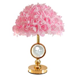 ZYLEISENBAO Rose Bedside Lamp Pink Princess Flower Table Lamp Creative Wedding Decoration Desk Lamp Teen Girl Romantic Bedroom Lamp Rose Standing Lamp