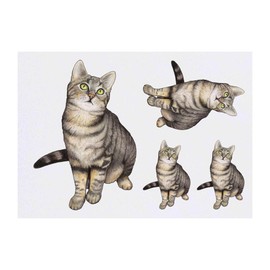 4 x 'Tabby Cat' Temporary Tattoos (TO00013455)