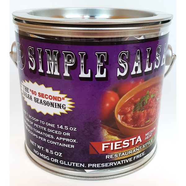 Simple Salsa – Fiesta Medium, 60 segundos de mezcla de salsa, 1 lata para 18 pintas de salsa, condimentos de salsa, auténtica salsa estilo restaurante en segundos, sin MSG ni conservantes, sin gluten