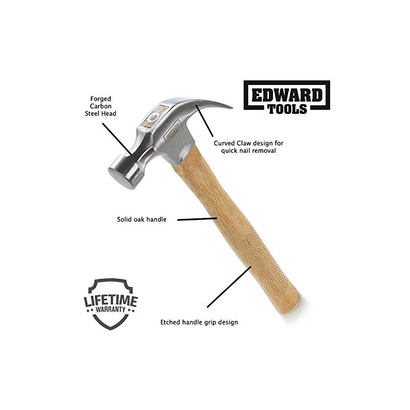 Edward Tools Oak Claw Hammer 16 oz - Heavy Duty